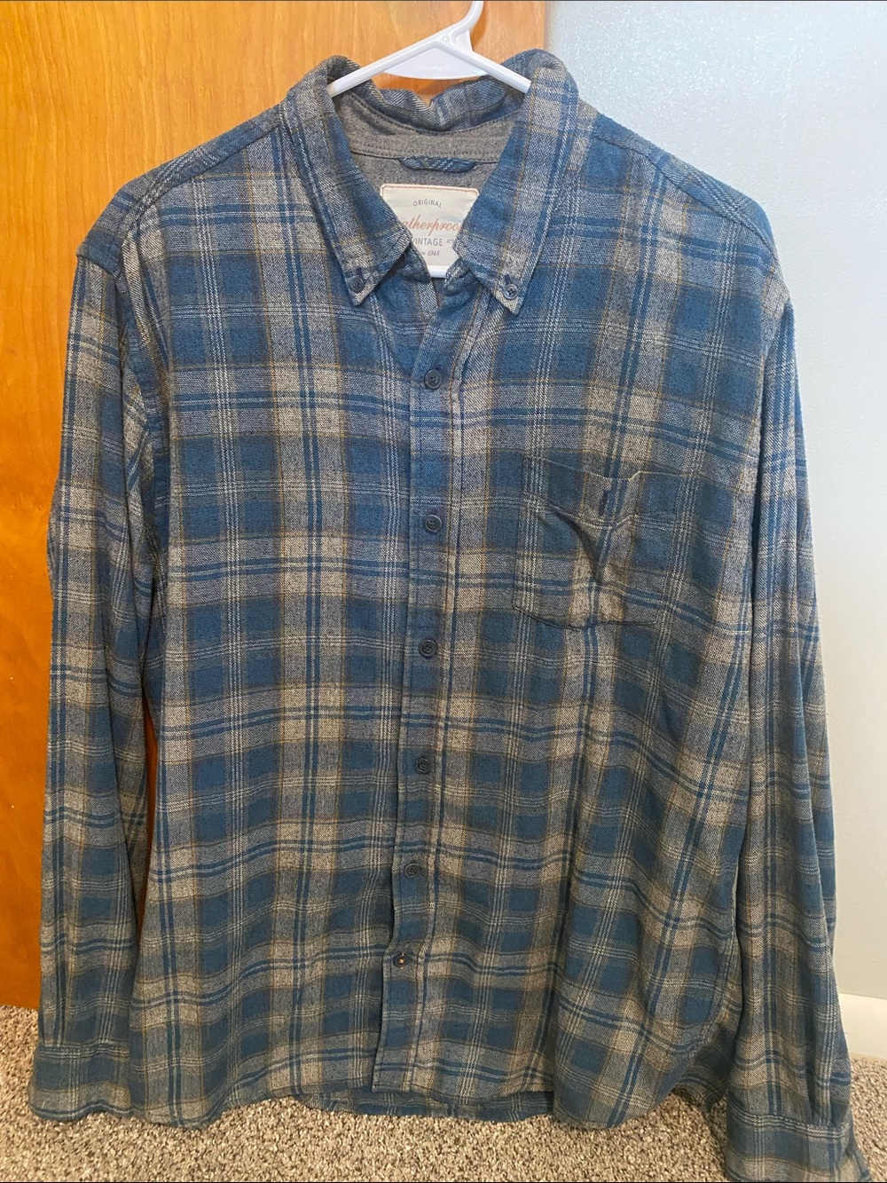 Weatherproof Blue and Gray Plaid Button-Down Shirt